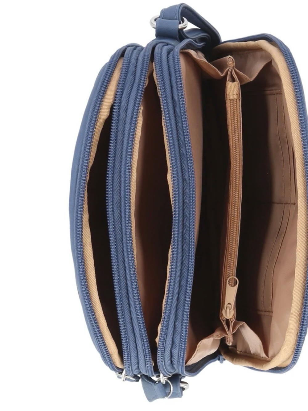 MultiSac North South Zip Around Crossbody Bag Indigo Blue Faux Leather - Picture 6 of 12